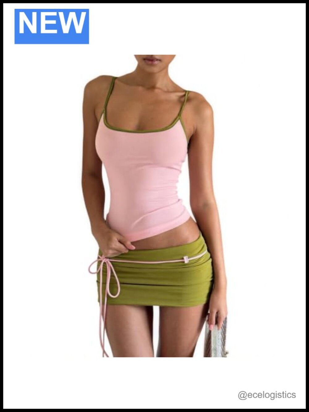 2 Piece Skirt Set Color Block Crop Top Women's Going Out Outfits